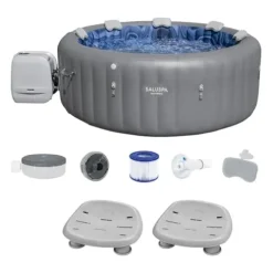 Bestway SaluSpa Santorini HydroJet Inflatable Hot Tub with EnergySense Cover