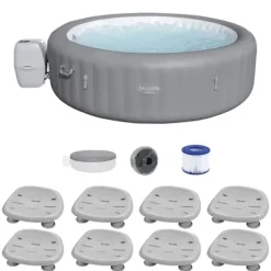 Bestway SaluSpa Santorini HydroJet Inflatable Hot Tub with EnergySense Cover