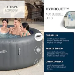 Bestway SaluSpa Santorini HydroJet 5 to 7 Inflatable Hot Tub Gray
