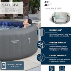 Bestway SaluSpa Santorini HydroJet Pro Inflatable Hot Tub Grey
