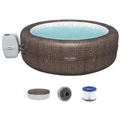 Bestway SaluSpa St Moritz AirJet Hot Tub with Non-Slip Seats & Padded Headrest Pillows Brown