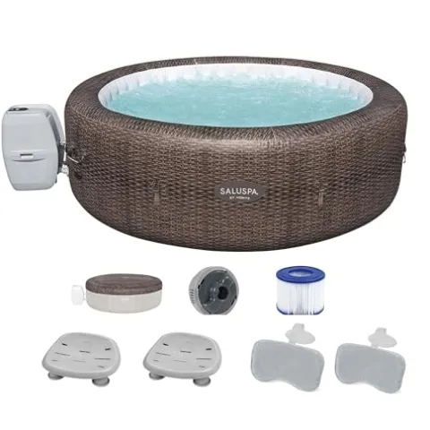 Bestway SaluSpa St Moritz AirJet Hot Tub with Non-Slip Seats & Padded Headrest Pillows Brown
