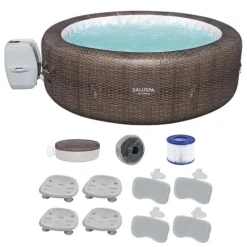 Bestway SaluSpa St Moritz AirJet Hot Tub with Non-Slip Seats & Padded Headrest Pillows Brown