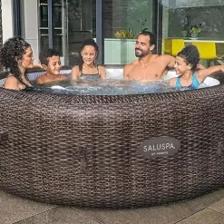 Bestway SaluSpa St Moritz AirJet Hot Tub with Non-Slip Seats & Padded Headrest Pillows Brown