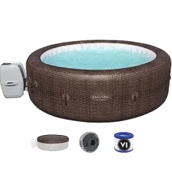 Bestway SaluSpa Sun Shade Canopy & St. Mortiz Inflatable Hot Tub Brown