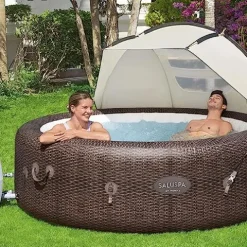Bestway SaluSpa Sun Shade Canopy with Honolulu Inflatable Hot Tub Honolulu