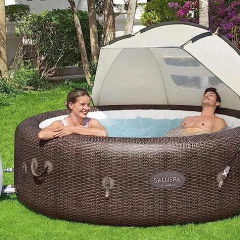 Bestway SaluSpa Sun Shade Canopy with Honolulu Inflatable Hot Tub Honolulu