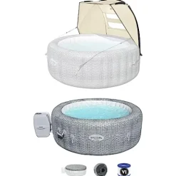 Bestway SaluSpa Sun Shade Canopy with Honolulu Inflatable Hot Tub Honolulu