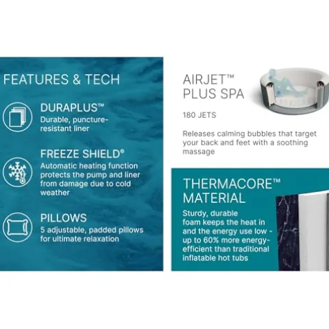 Bestway SaluSpa Toronto Smart AirJet Plus Hot Tub 7 Person Brown