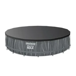 Bestway Steel Pro MAX 18 Foot x 48 Inches Round Swimming Pool Set Grey Print LED