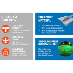 Bestway Steel Pro MAX 18 Foot x 48 Inches Round Swimming Pool Set Grey Print LED