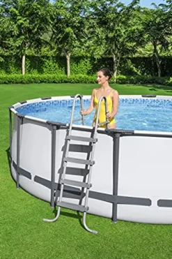 Bestway Steel Pro MAX 18′ x 48″ Round Metal Frame Above Ground Pool Set with Filter Pump, Ladder, and Cover