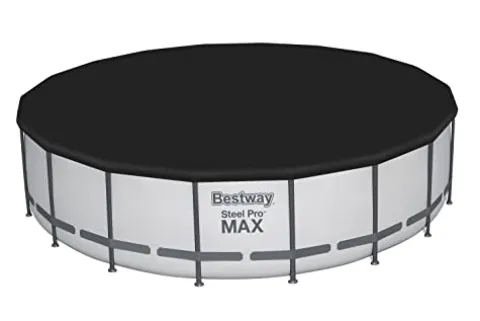Bestway Steel Pro MAX 18′ x 48″ Round Metal Frame Above Ground Pool Set with Filter Pump, Ladder, and Cover
