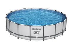 Bestway Steel Pro MAX 18′ x 48″ Round Metal Frame Above Ground Pool Set with Filter Pump, Ladder, and Cover