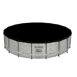 Bestway Steel Pro MAX 18ft x 48in Round Metal Frame Above Ground Swimming Pool Set Gray
