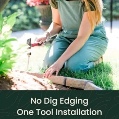 Beuta DIY No Dig Faux Stone Landscape Edging with Anchoring Spikes 48″ L x 4″ W x 2.25″ H Sandstone