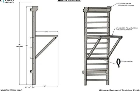 Beyond Balance Personal Training Tower: Fitness Stall Bars with Adjustable Pull-Up Dip Bar Attachment (1.5″ Round, Poplar Rungs)