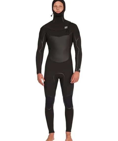 Billabong Mens 5/4mm Absolute Plus Chest Zip Hooded Fullsuit Wetsuits Black 23