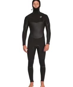 Billabong Mens 5/4mm Absolute Plus Chest Zip Hooded Fullsuit Wetsuits Black 23 Small