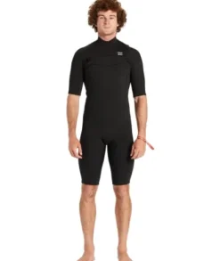 Billabong Mens 2/2mm Absolute Chest Zip Short Sleeve Springsuit Black