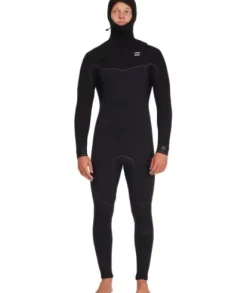 Billabong Mens 5/4mm Furnace Hooded Chest Zip Fullsuit Black 231 X-Large