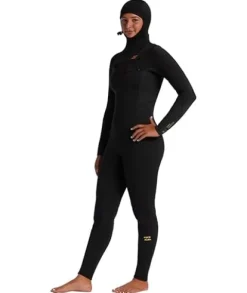 Billabong Womens 5/4mm Synergy Hooded Chest Zip Fullsuit Wild Black
