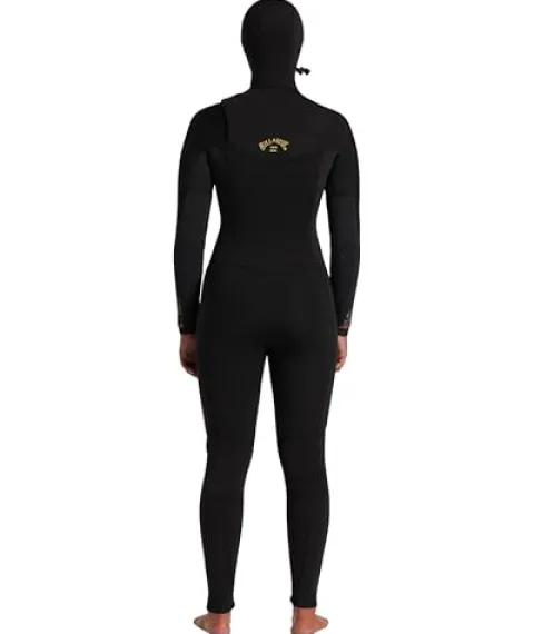 Billabong Womens 5/4mm Synergy Hooded Chest Zip Fullsuit Wild Black