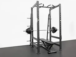 BK BodyKore Commercial Squat Rack & Adjustable Bench 300Lb Olympic Weight Combo Silver Frame