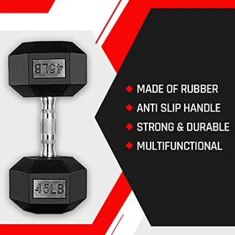 BK BodyKore Rubber Hex Dumbbell Set with 3 Tier Commercial Rack