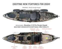 BKC Brooklyn 11.5 Pro Single Kayak 11-Foot 8 inch Sit On Top Fishing Kayak CAMO