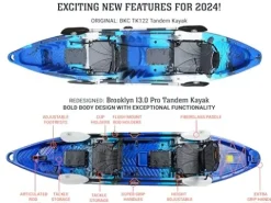 BKC Brooklyn 13.0 Pro Tandem Sit On Top Fishing Kayak Purple Camo