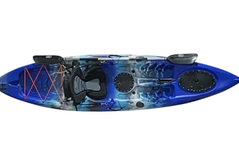 BKC Brooklyn 11.0 Single Kayak Sit On Top Fishing Kayak Blue Camo