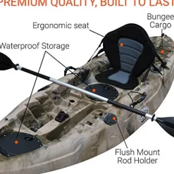 BKC FK184 9 Solo Sit-On-Top Kayak w/Premium Memory Foam Seat – Camo