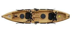BKC TK181 12.5′ Tandem Sit On Top Kayak W/ 2 Soft Padded Seats, Paddles, 7 Rod Holders – Desert