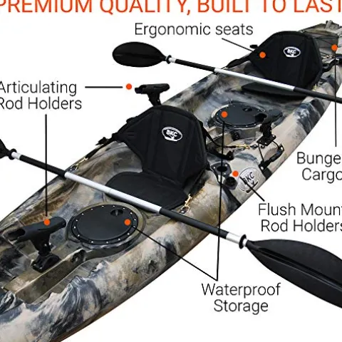 BKC TK181 Angler Tandem Fishing Kayak GreenCamo
