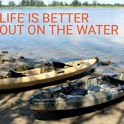 BKC TK219 Tandem Sit-On-Top Fishing Kayak with Padded Seats and Paddles Grey Camo