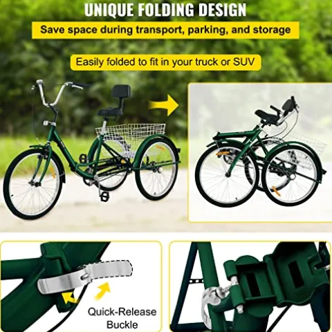 Bkisy Adult Tricycle 24” 1-Speed Green