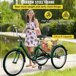 Bkisy Adult Tricycle 24” 1-Speed Green