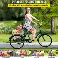Bkisy Adult Tricycle 24” 1-Speed Green