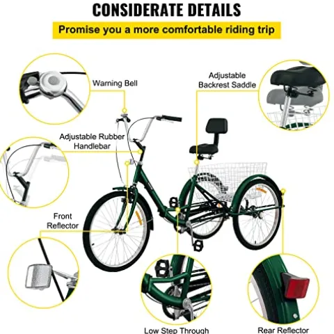 Bkisy Adult Tricycle 24” 1-Speed Green