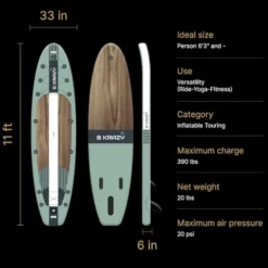 Bkrazy High-End Inflatable Paddle Board 11ft Complete Package Oasis