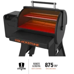 BLACKSTONE Pellet Grill Smoker with 20lb Hopper and Integrated Front Shelf Black