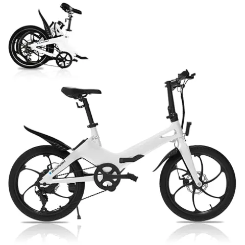 BLAUPUNKT Folding Electric Bike 350W Lightweight UL Certified 20 Inch White
