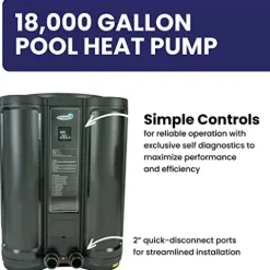 Blue Torrent ComforTemp Heat Pump – 18,000 Gallon Pool Pump – 95,000 BTU Blue & Black
