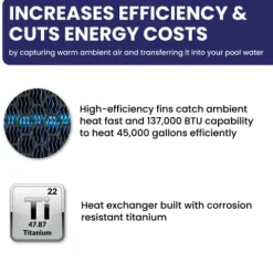 Blue Torrent ComforTemp Heat Pump – 45,000 Gallon Pool Pump – 137,000 BTU