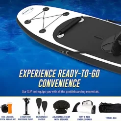 Blue Water Toys Inflatable Crossover Stand Up Paddle Board/Kayak Kit White and Black