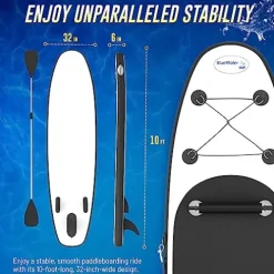 Blue Water Toys Inflatable Crossover Stand Up Paddle Board/Kayak Kit White and Black