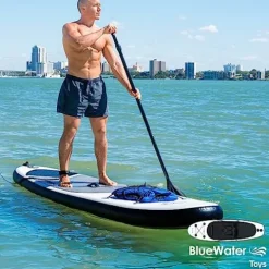 Blue Water Toys Inflatable Crossover Stand Up Paddle Board/Kayak Kit White and Black
