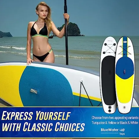 Blue Water Toys Portable Inflatable Stand Up Paddle Board Kit Turquoise/Yellow