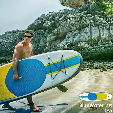 Blue Water Toys Portable Inflatable Stand Up Paddle Board Kit Turquoise/Yellow